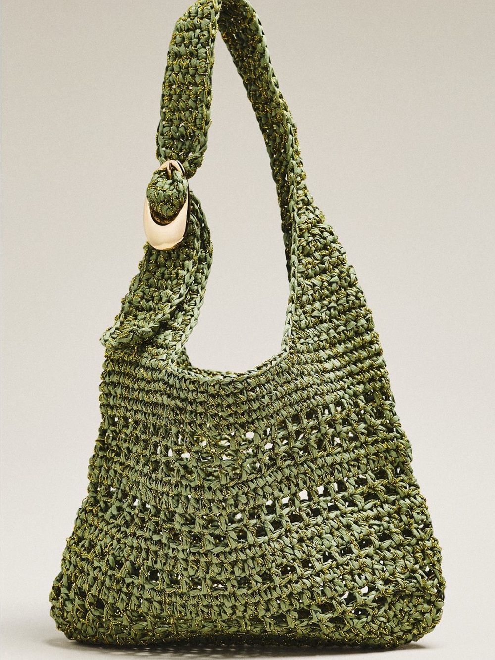 Anthropologie Nikki Raffia Buckle Bag Green Gold NWT